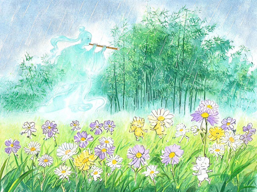 雨后花孩子们从地下跑出来跳舞插画