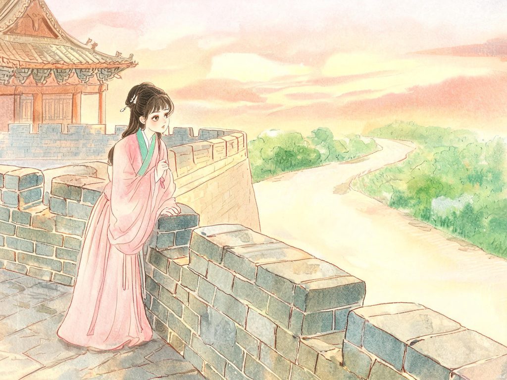 一面镜子映照出人脸和光芒的插画