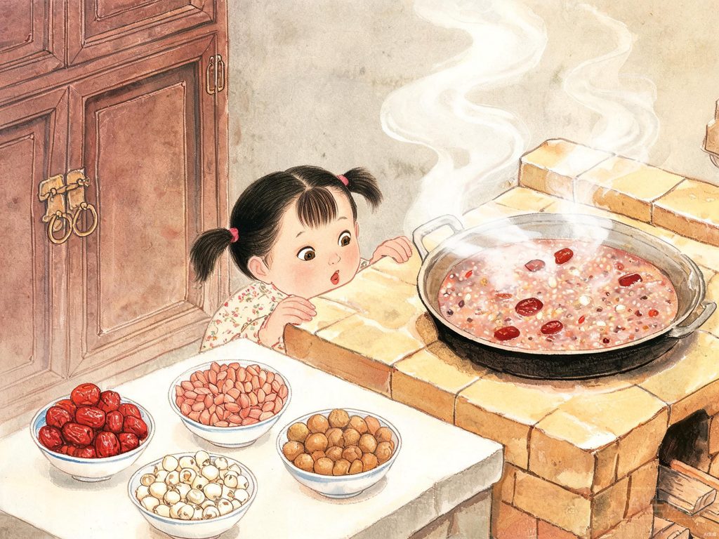 腊八节熬粥的香甜温暖插画