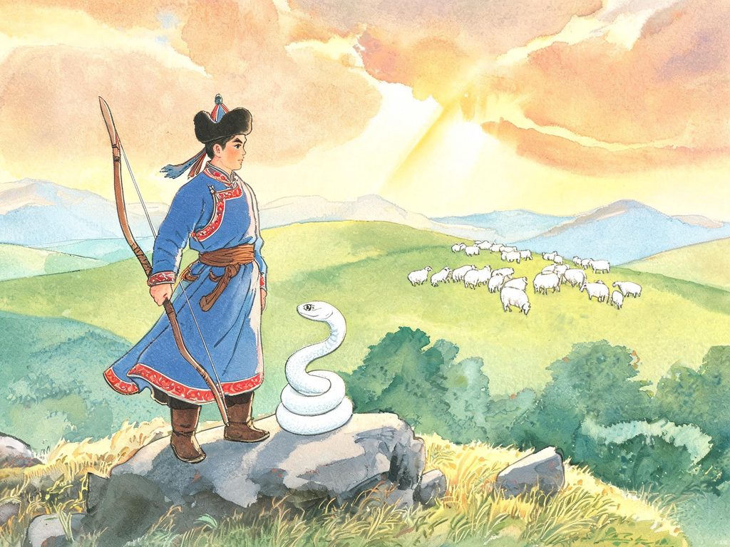 海力布变成石头的插画