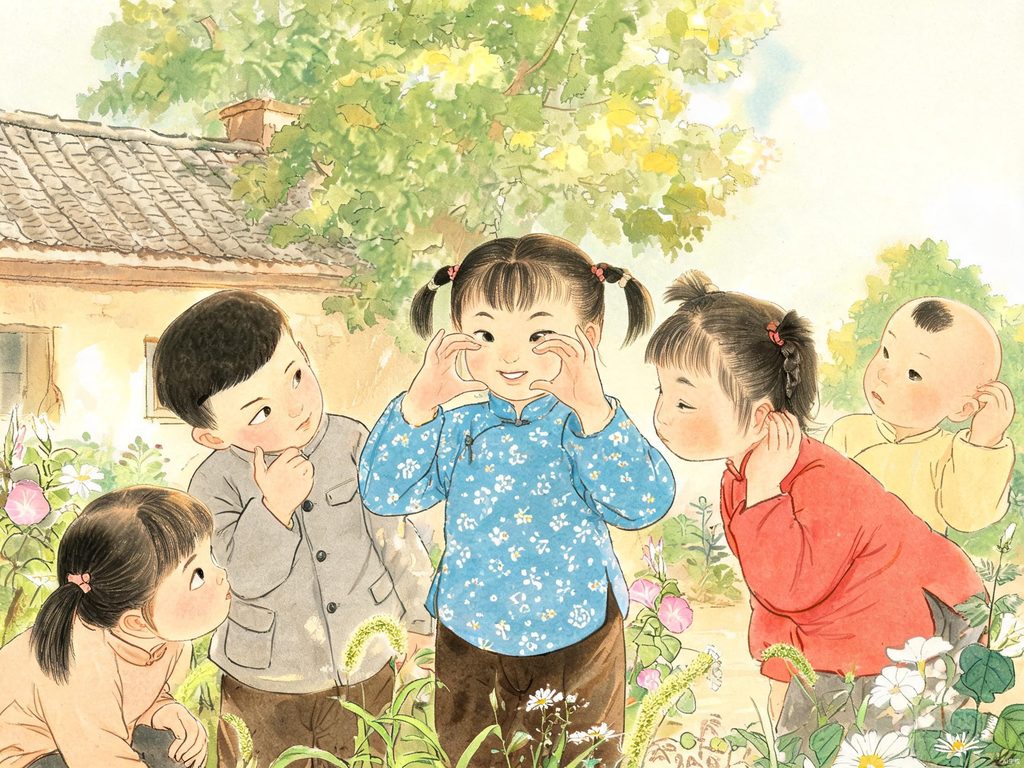 灯笼和字谜卡片配汉字的插画