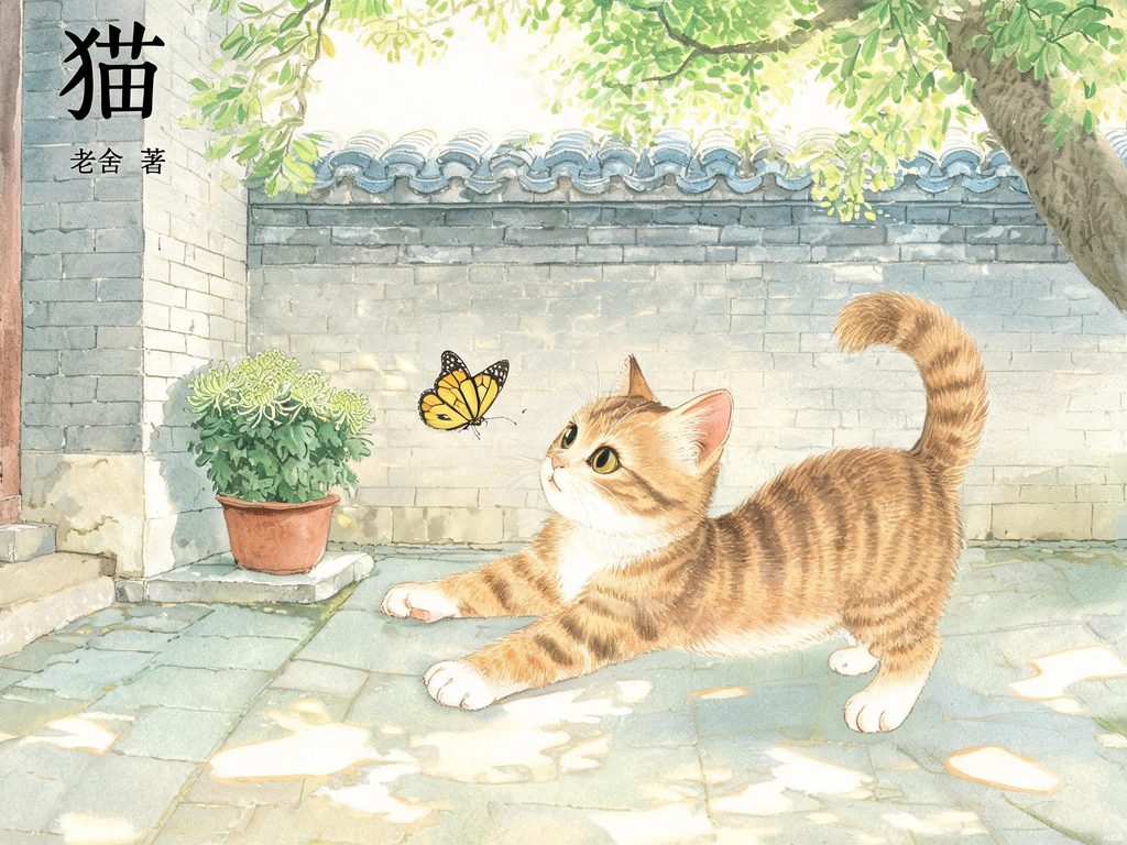 猫的古怪性格和可爱姿态插画