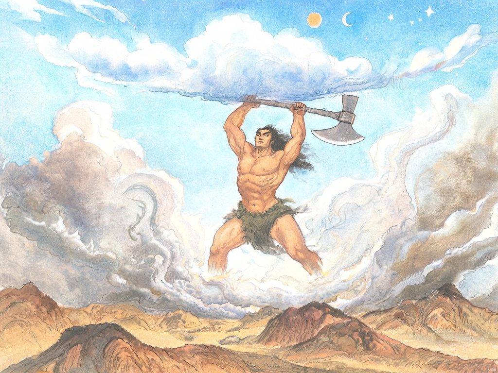 盘古分开天地插画
