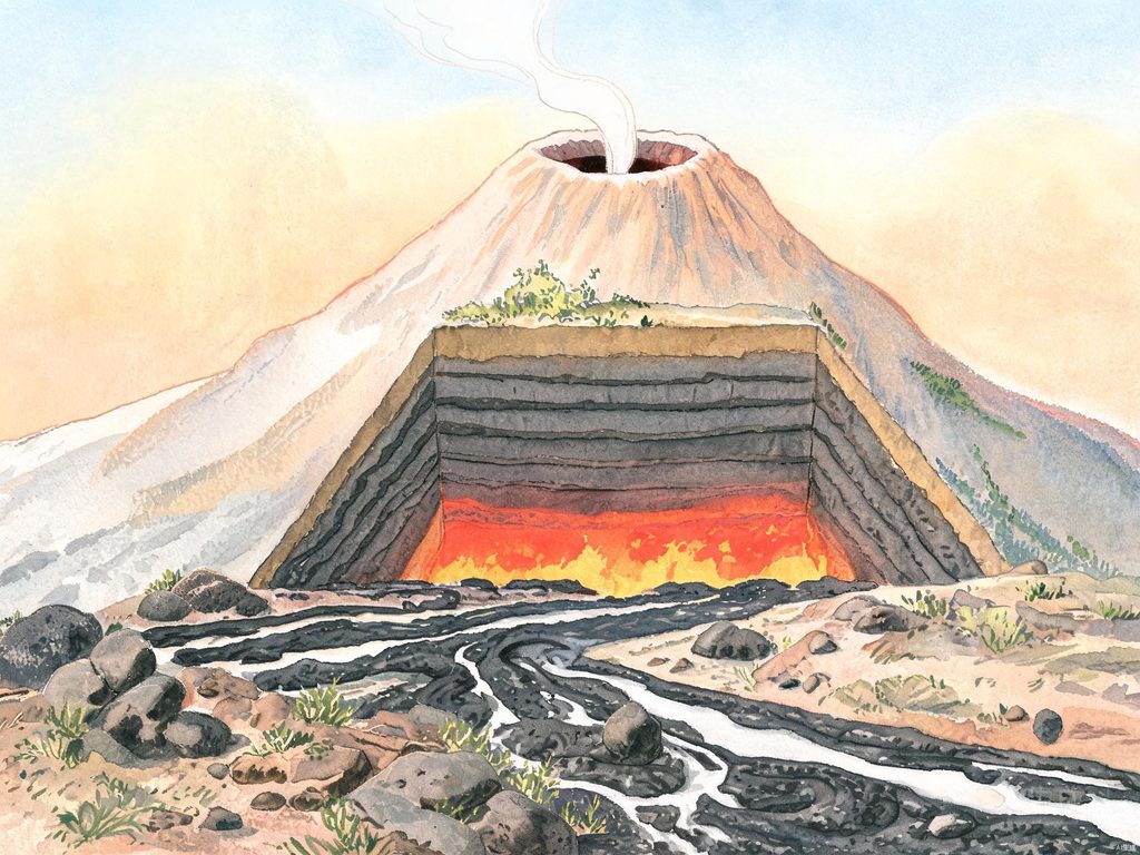 火山喷发场景插画