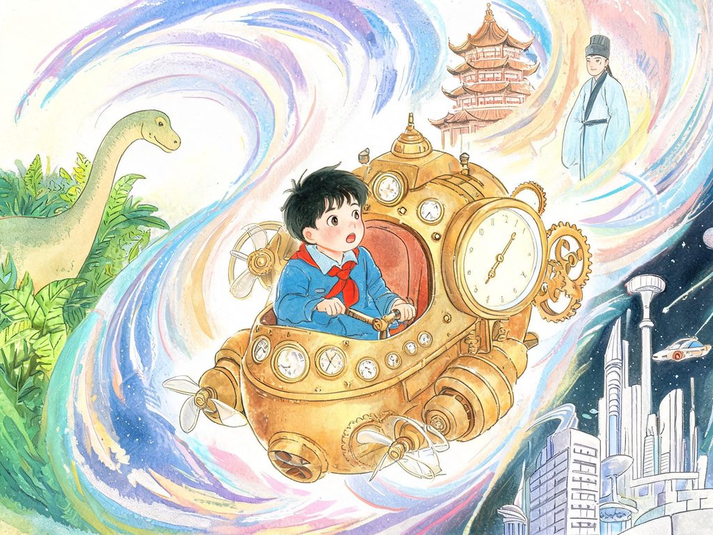时光机器与时间漩涡插画