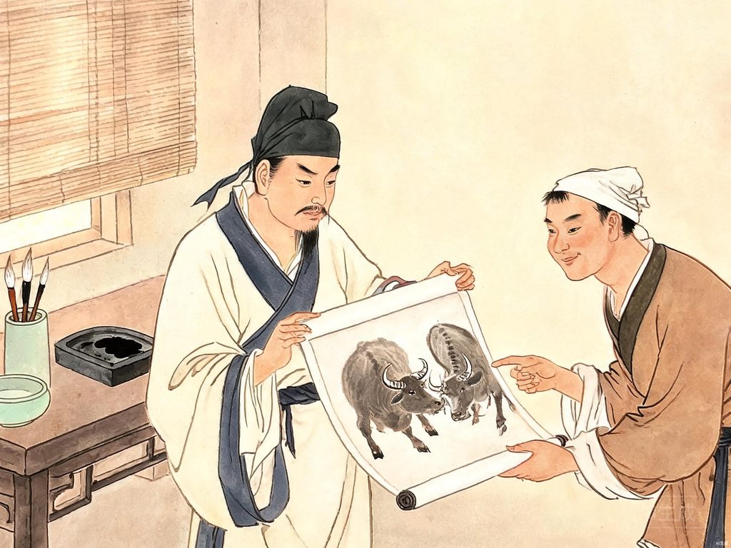 杜处士展画与牧童指错的插画