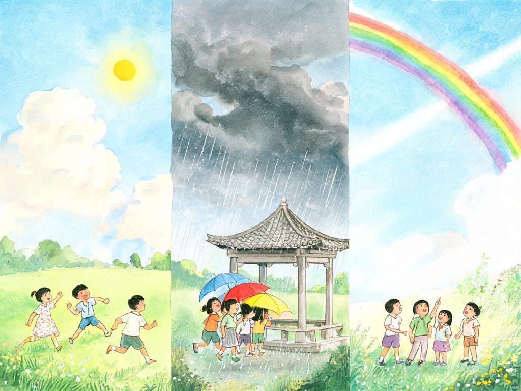 各种天气现象和气象观测的插画