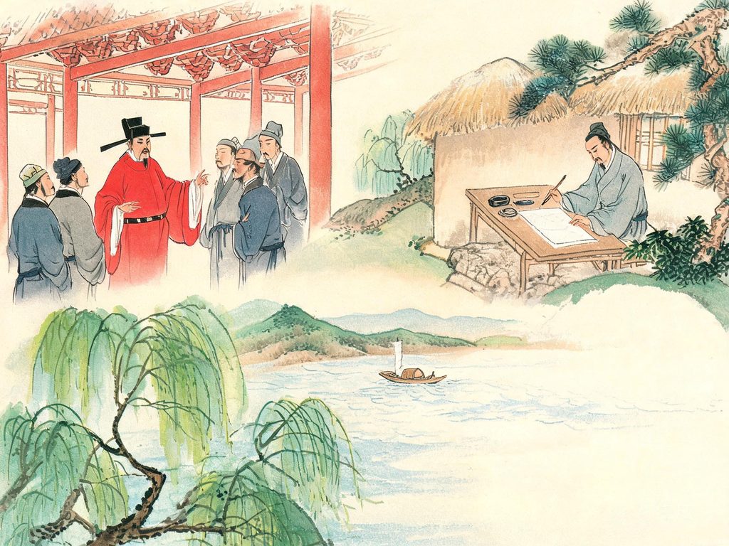王安石读书与变法插画