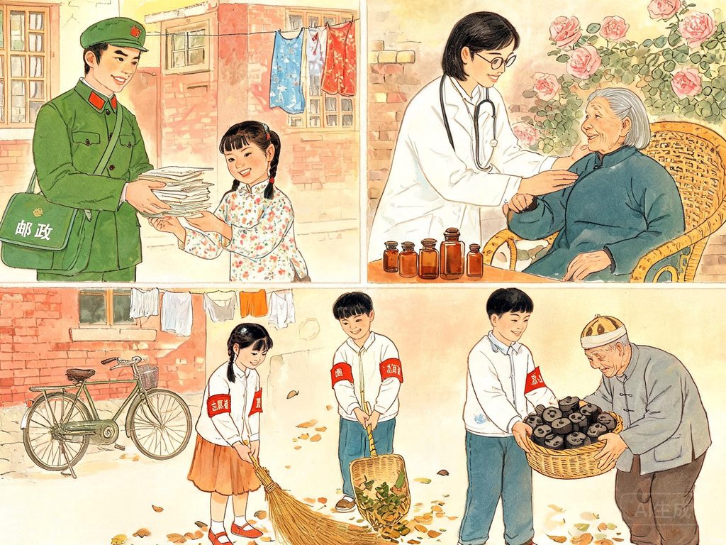 为人民服务主题的庄重插画