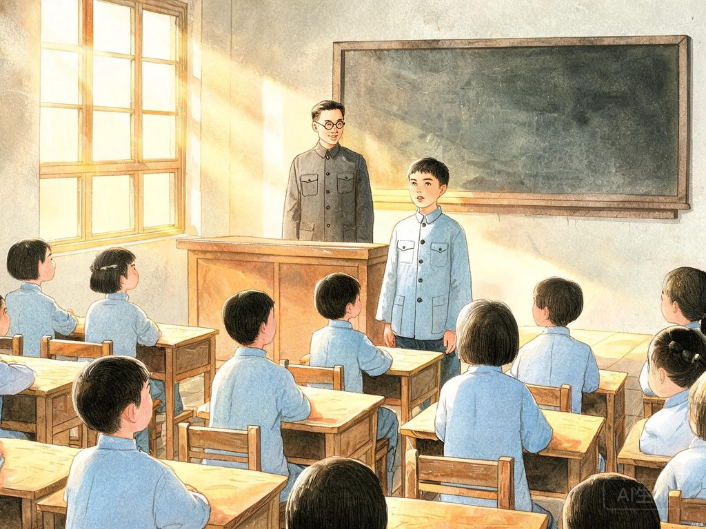 少年周恩来在课堂立志读书插画