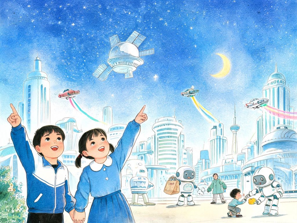 未来城市与人工智能插画