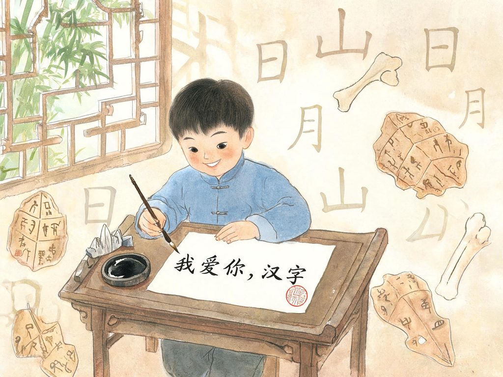 书法五体与汉字之美的插画