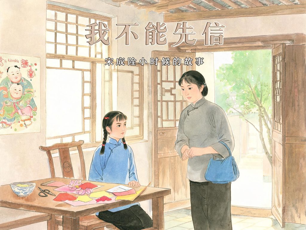 一个小女孩站在家门口，坚定地摇头说要等朋友