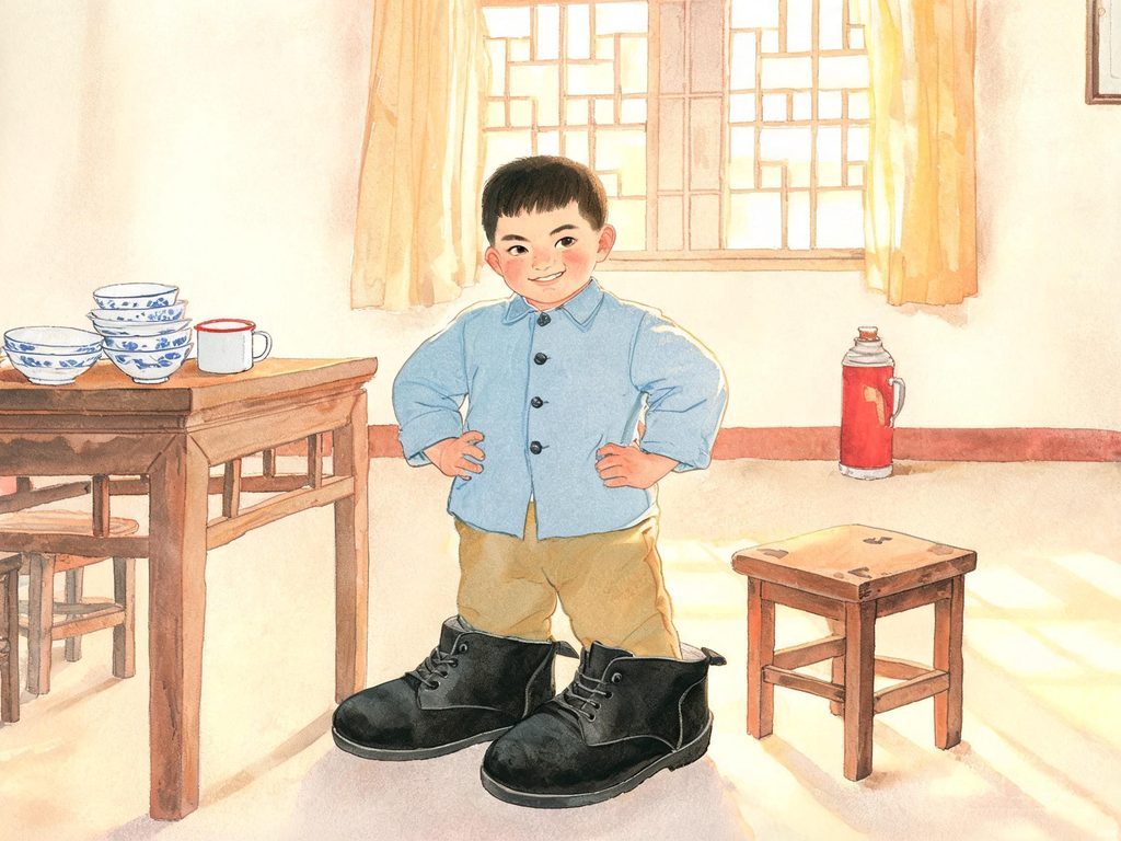 小男孩买东西与成长的小画面