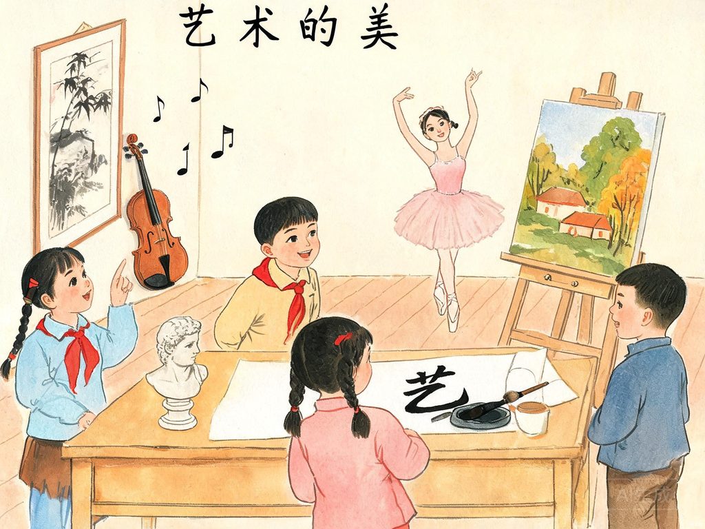 画室与多种艺术形式插画