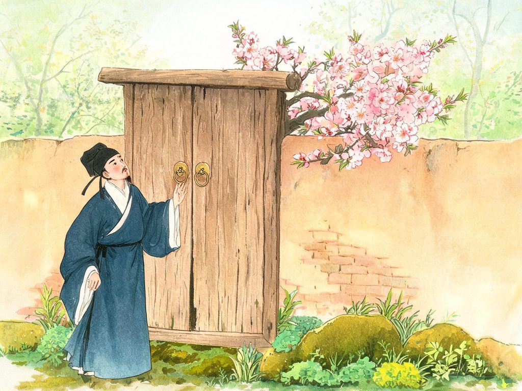红杏出墙春色关不住的插画