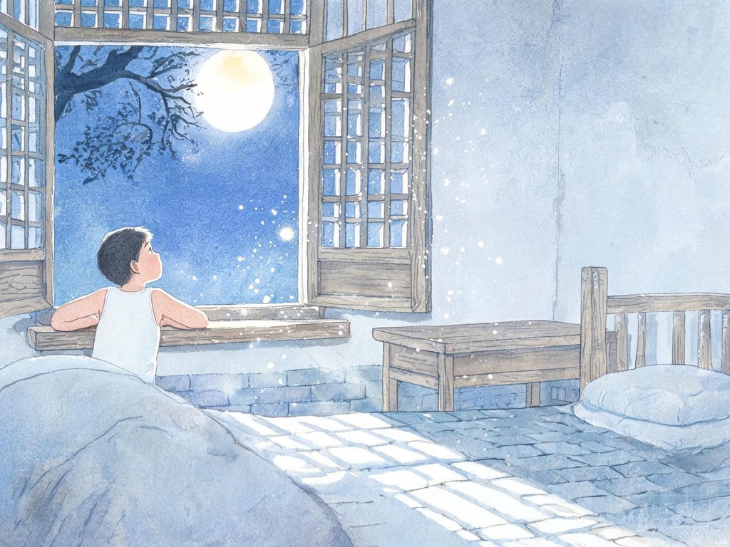 月光透过木窗洒在书桌上的散文插画