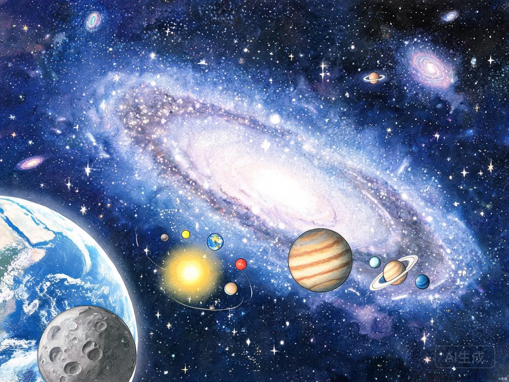 浩瀚宇宙星空和星系插画