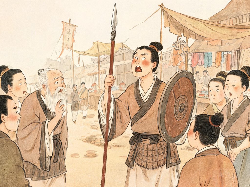 楚人卖矛与盾的尴尬插画