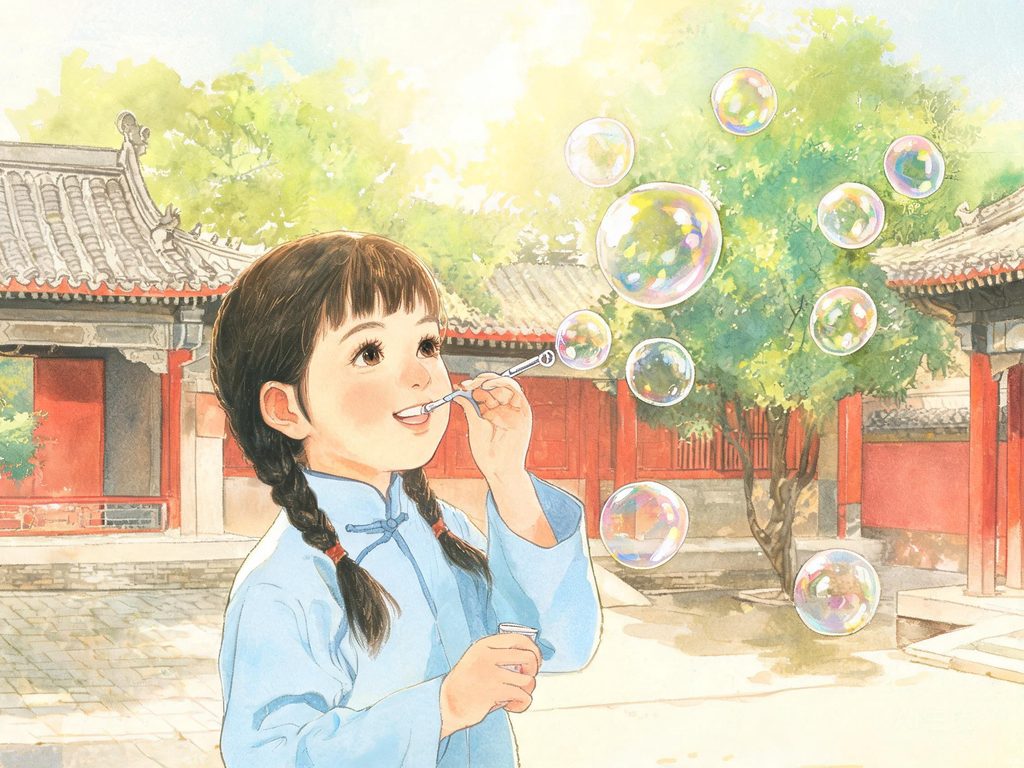 阳光下五颜六色的肥皂泡飘起的画面