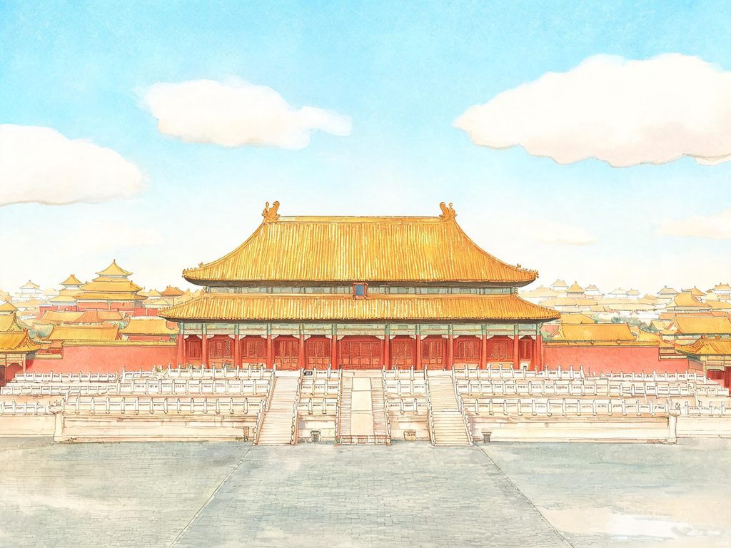 故宫建筑全景插画